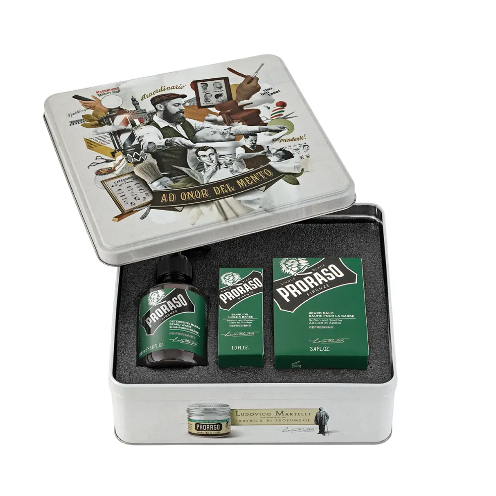 Фото - Прочая косметика Proraso Подарунковий набір для догляду за бородою  Refresh в металевій коробці 