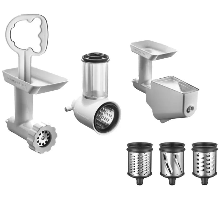 Фото - Аксесуари для комбайнів KitchenAid Набір з 3 насадок  м'ясорубка, протирка, овочерізка  (5KSM2FPPC)