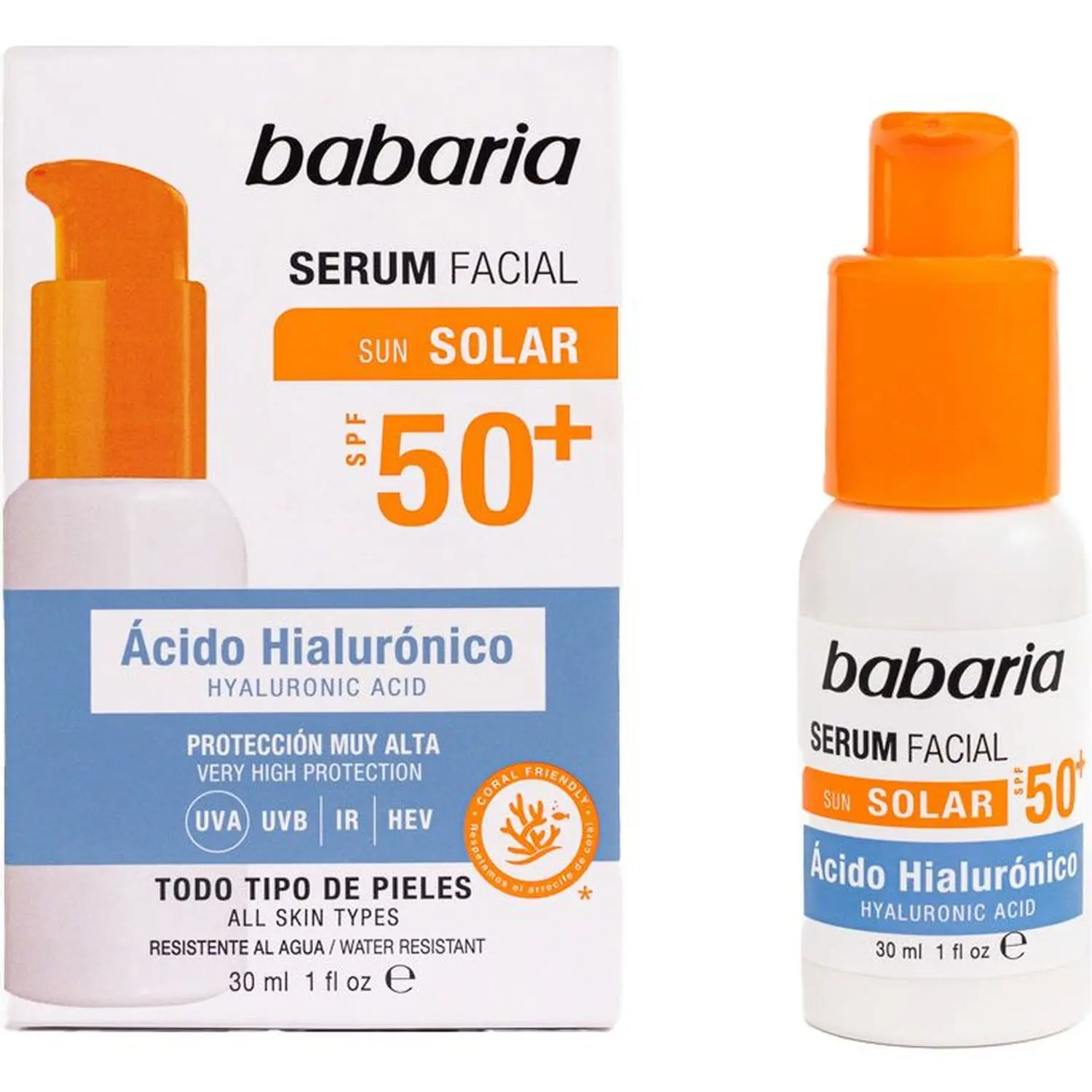 Фото - Крем для загара Сироватка сонцезахисна для обличчя Babaria Hyaluronic Acid Solar Facial Serum SPF50+ 30 мл
